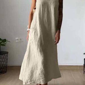 A-line spaghetti strap sleeveless dress