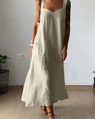 A-line spaghetti strap sleeveless dress