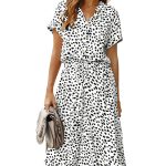 Bohemian Polka Dot Print Ruffled Midi Dress