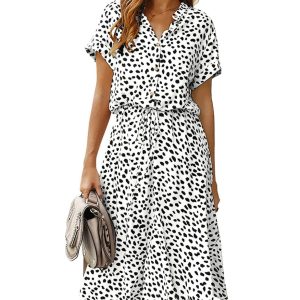 Bohemian Polka Dot Print Ruffled Midi Dress