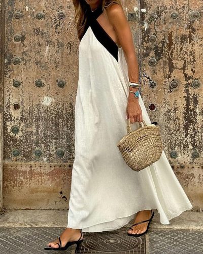 Cross Strap Sleeveless Backless Dress