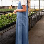 Denim Spaghetti Strap Dress A-Line Suspender Dress