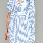 Summer Loose Striped Bat Sleeve Shirt Dress