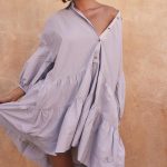 Summer Puff Sleeve Waist Cute Button Shirt Dress