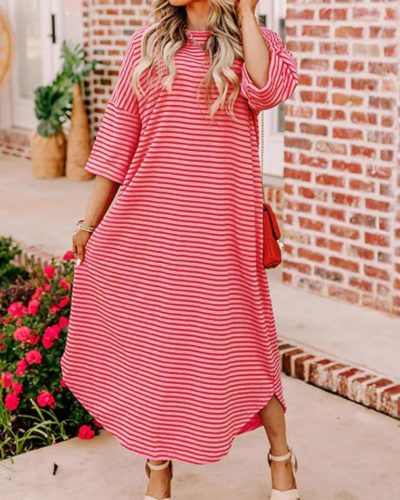 Women’s Contrast Striped T-Shirt Dress
